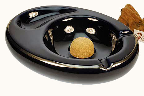 Pipe Ashtray Ceramic Blue for one Pipe
